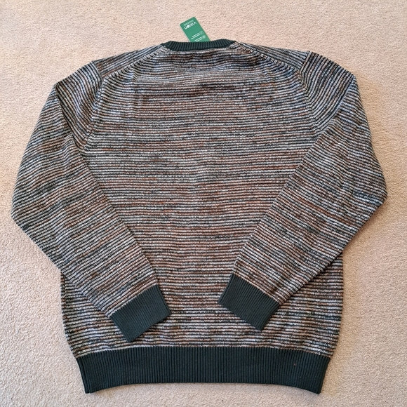 Simons | Le31 Crewneck Striped Sweater Mens XL Green Tan Cotton Long Sleeved - Picture 9 of 10